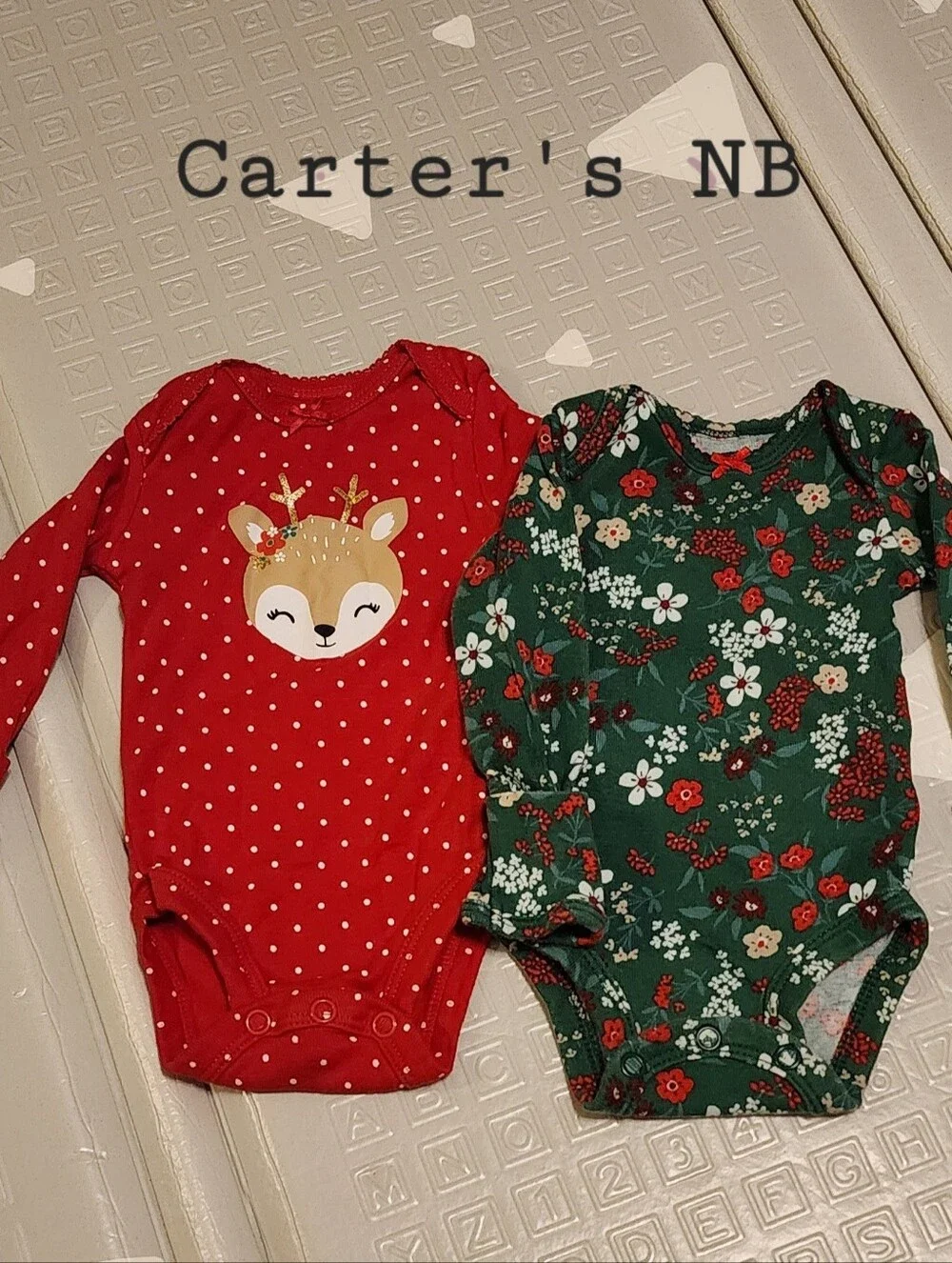 Carter's Christmas Onesies Newborn Lot Of 2